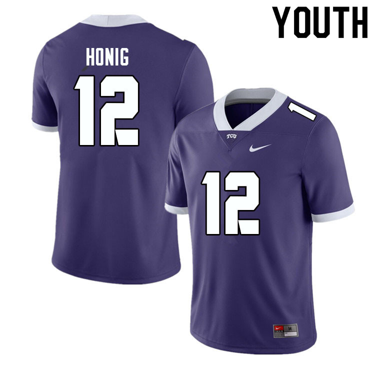 Youth #12 Alex Honig TCU Horned Frogs College Football Jerseys Sale-Purple